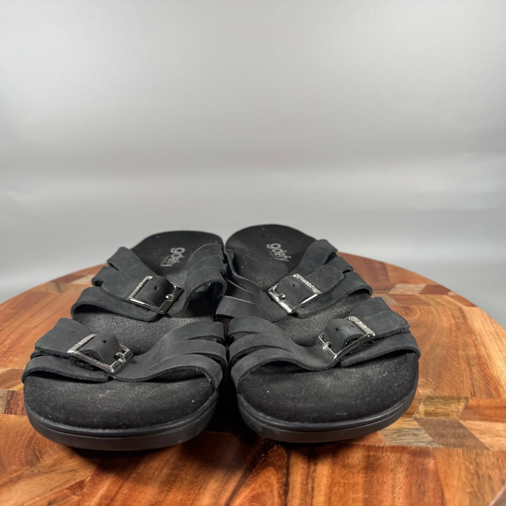 Gravity Defyer G-Defy Womens 8 Black Leather VersoShock Strappy Sandals TB7217FL - Picture 2 of 6